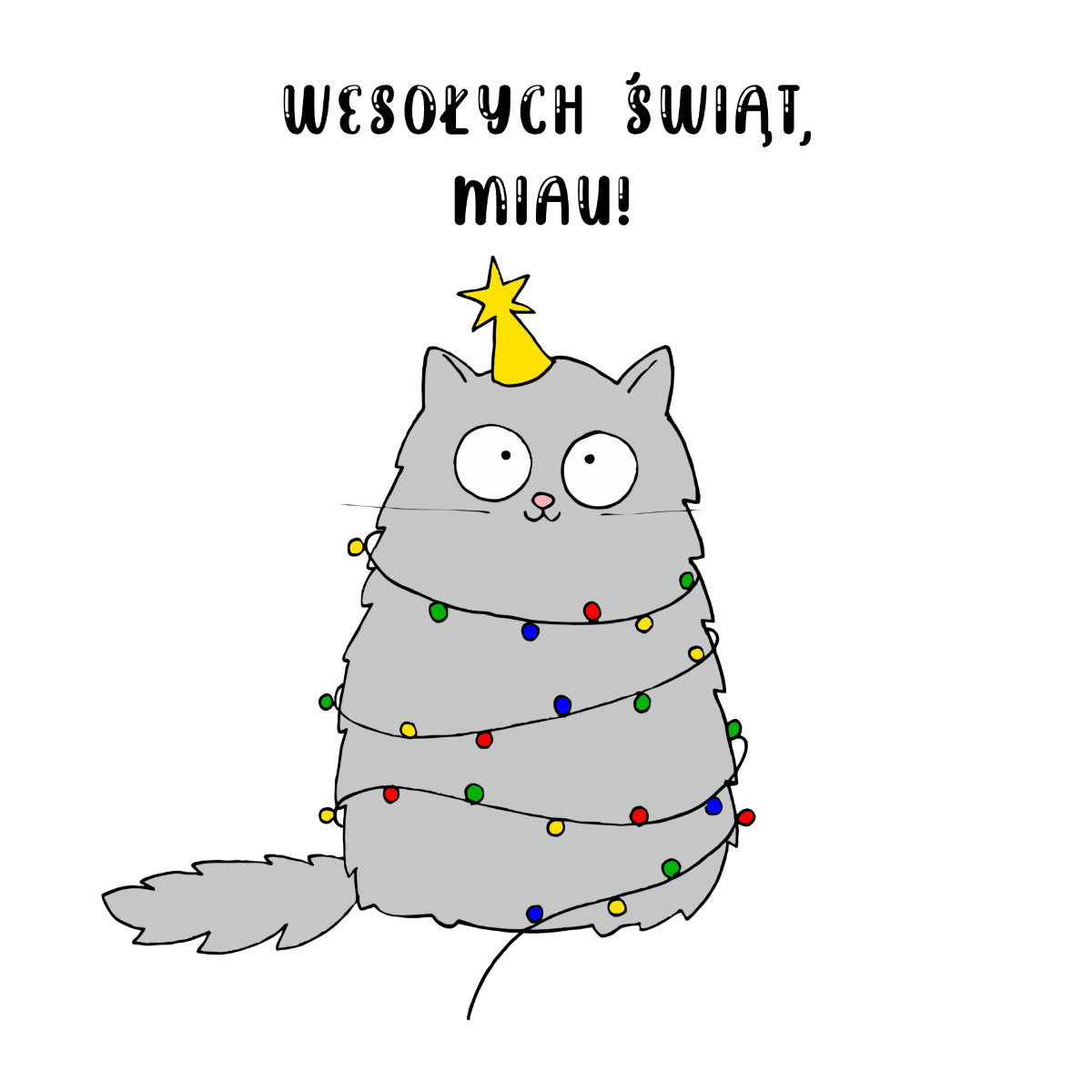 UNISEX Biała bluza Wesołych Świąt, Miau