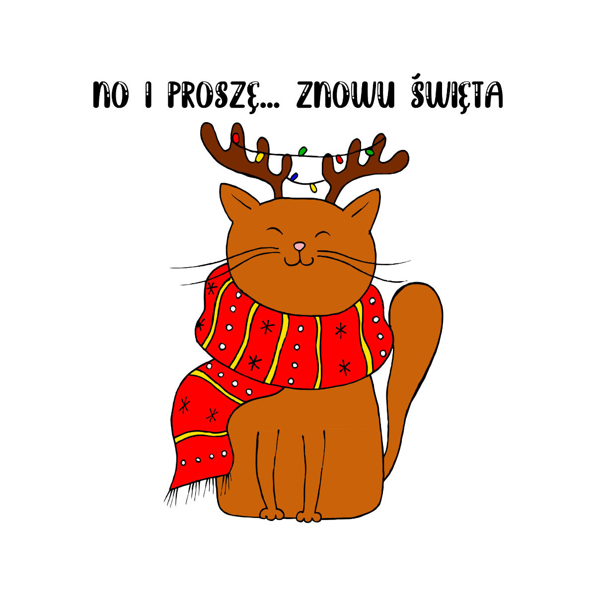 UNISEX Biała bluza Wesołych Świąt, Miau