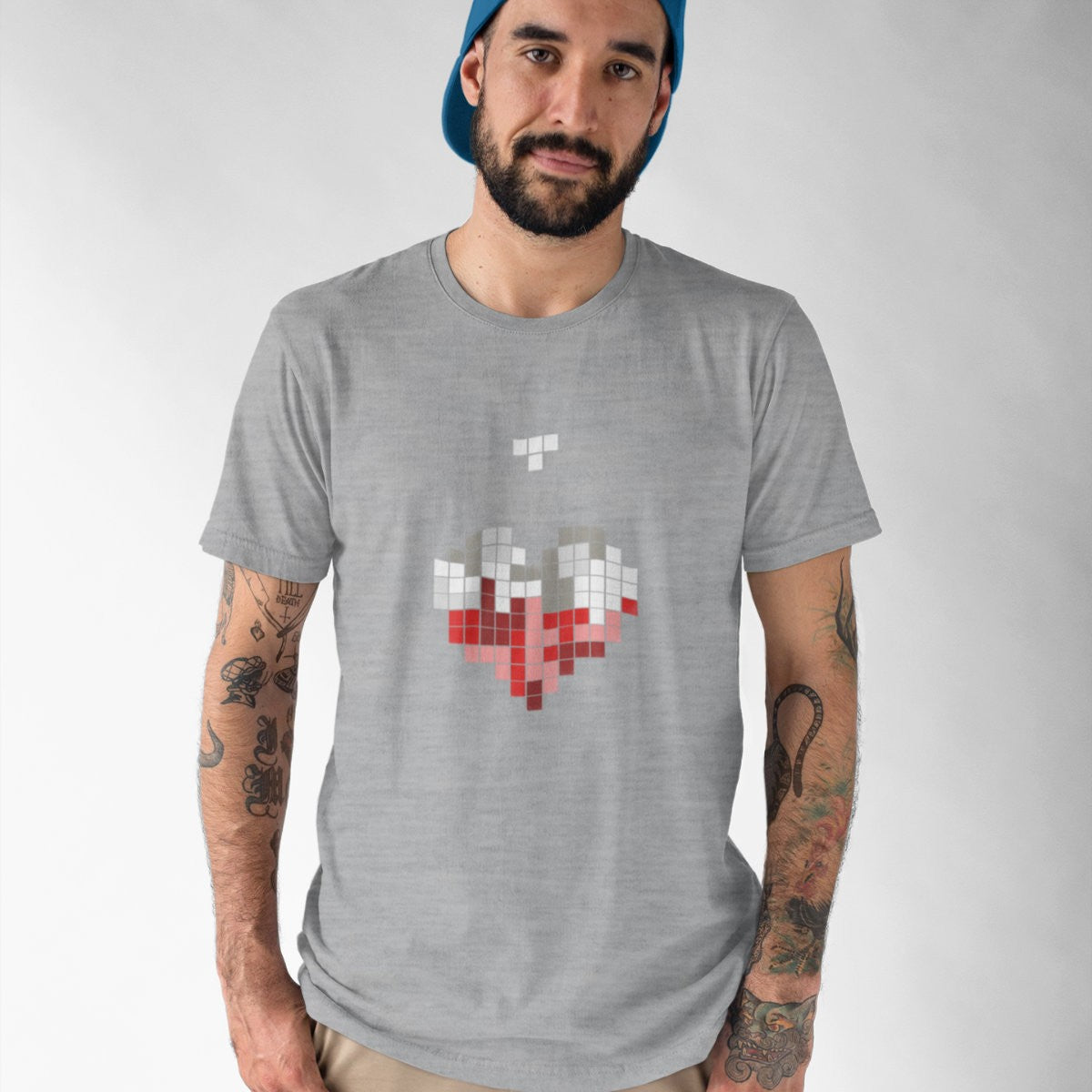 Szary Melanżowy UNISEX T-shirt Polski tetris