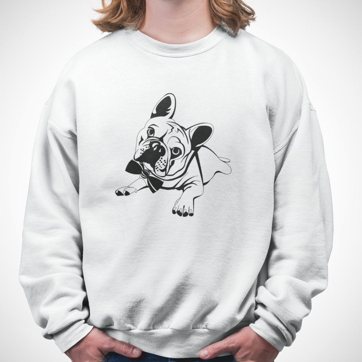 Bluza biała buldog francuski