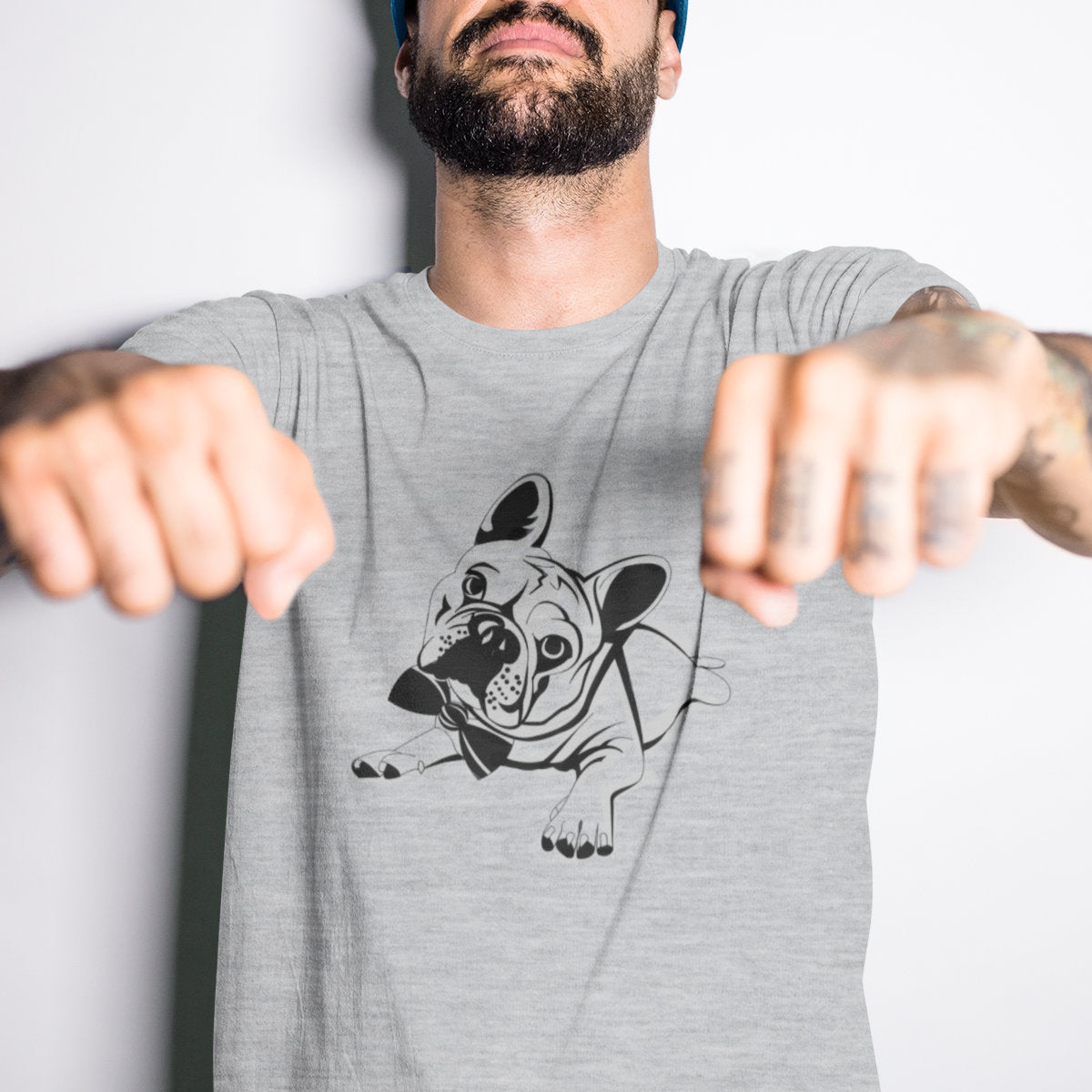 Melanżowa szara T-shirt buldog francuski