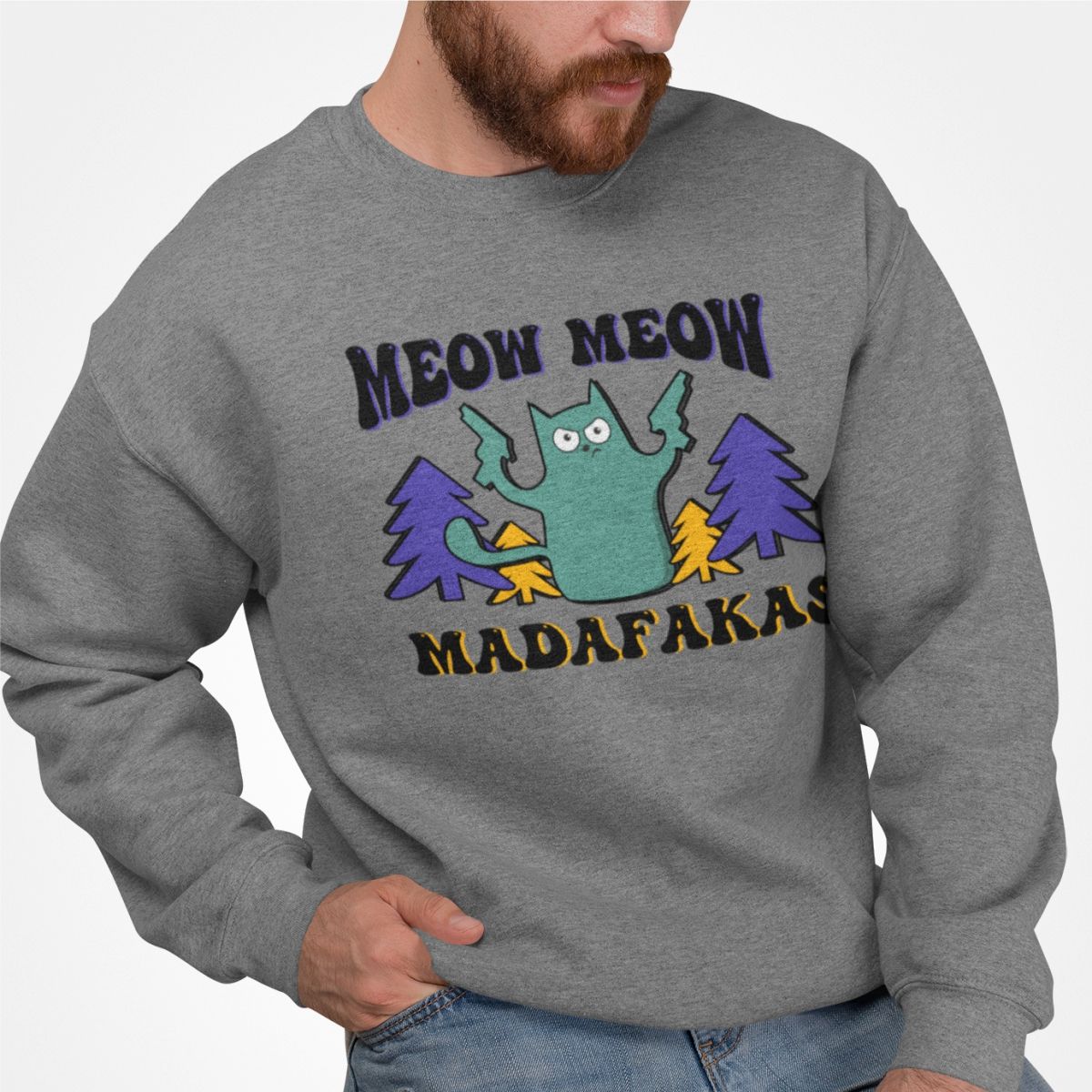 Szary Melanżowy bluza Meow Meow Nowy